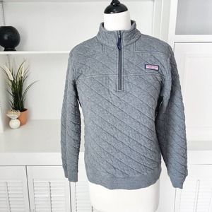 Vineyard Vines Women's Grey Quilted Quarter Zip Shep Shirt Pullover Size M